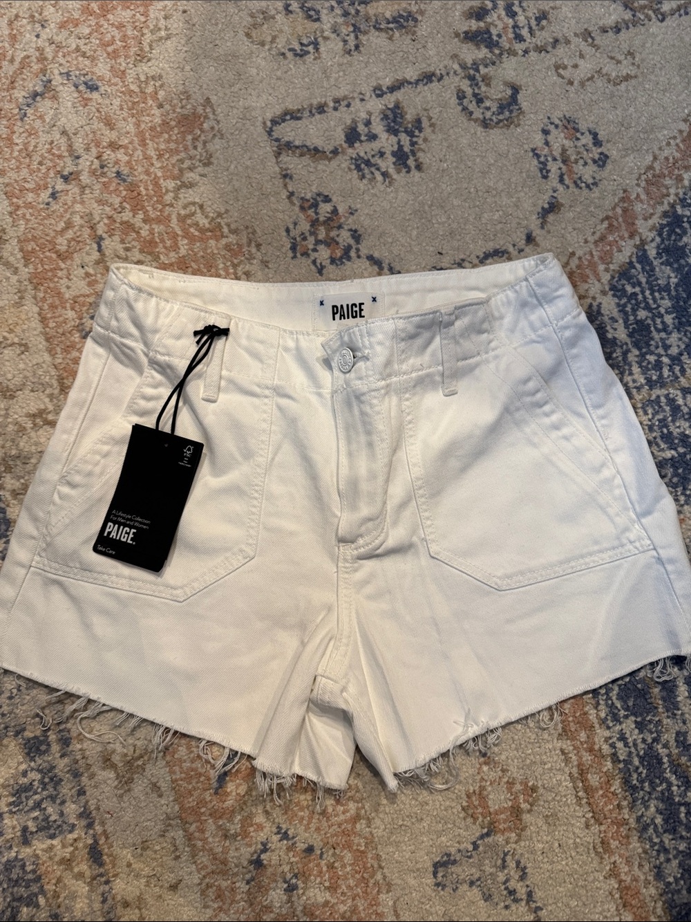 PAIGE White Denim High-Rise Jean Shorts